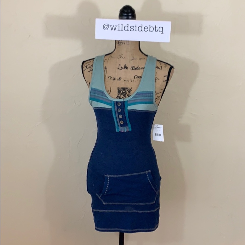 Free People Indigo Heather Button Front Tank